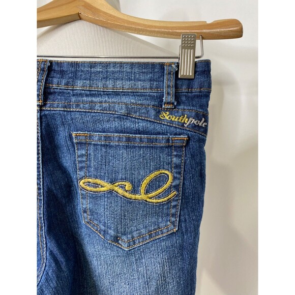 SouthPole Girls Capri Jeans Blue and Gold Embroidered 5 Pocket Size 14 X 20.5 - Picture 10 of 15
